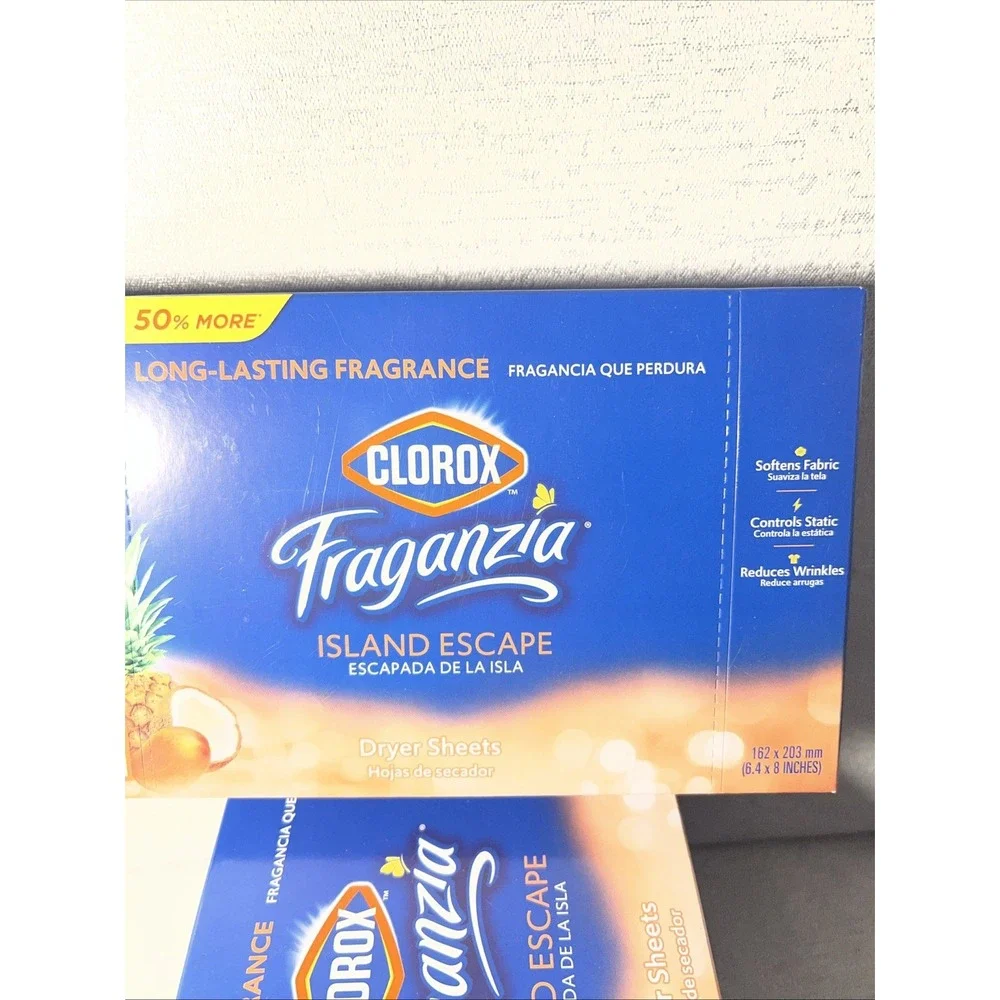 4x Boxes Clorox Fraganzia Island Escape Dryer Sheets 30 Per Box | 120 Sheets